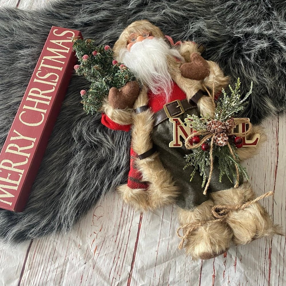 Merry Christmas Noel Santa & wooden sign